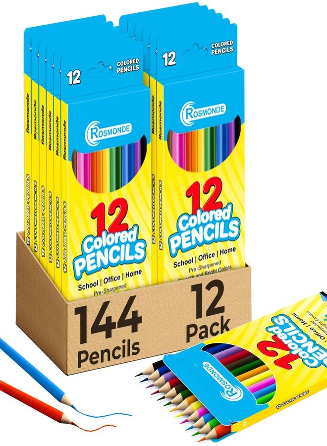 Rosmonde 12 Pack Colored Pencils (144 Count), Assorted Pre Sharpened Colors Set, Easy Hold Grip, Classroom Art Supplies, Bulk Coloring Set for Schools, Teachers, Drawing & Creative Projects - Image 1